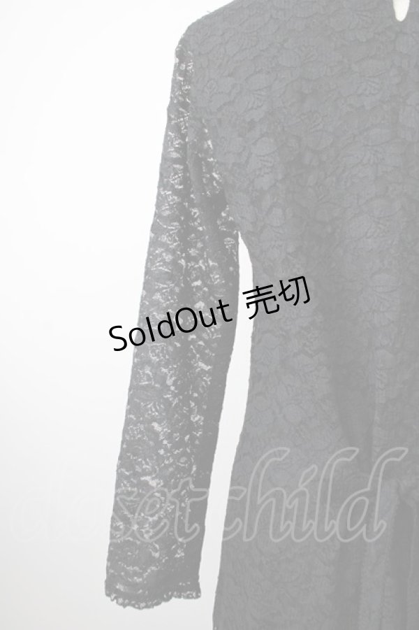 画像4: KANEKO ISAO / 総レース長袖ワンピース  ブラック T-26-01-29-012-EL-OP-SA-ZT582 (4)