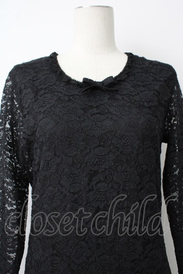 画像5: KANEKO ISAO / 総レース長袖ワンピース  ブラック T-26-01-29-012-EL-OP-SA-ZT (5)