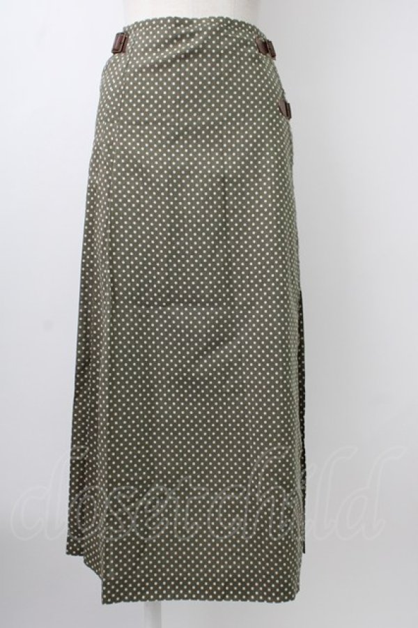 画像1: INGEBORG / ドット柄キルト風スカート  グリーン T-26-01-29-015-LO-SK-SA-ZT (1)