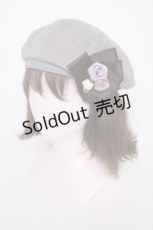 画像: axes femme / 巻きバラリボンブローチ付きベレー  グレー T-26-02-01-025-AX-AC-SA-ZT