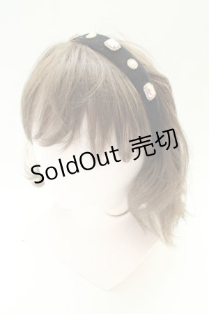 画像: Rojita / ベルベットランダムビジューカチューシャ  黒Ｘビジュー T-26-02-01-032-LO-AC-SA-ZT