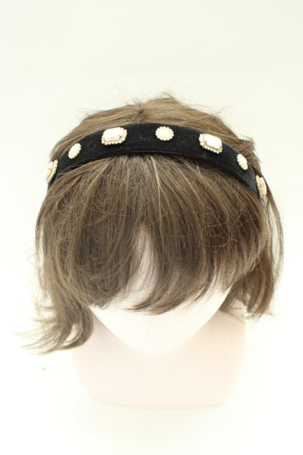 画像4: Rojita / ベルベットランダムビジューカチューシャ  黒Ｘビジュー T-26-02-01-032-LO-AC-SA-ZT (4)