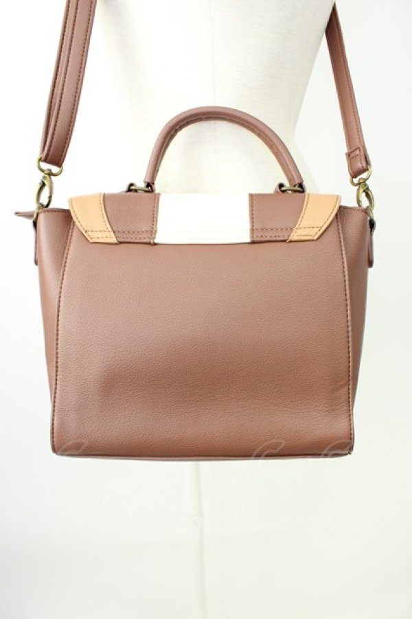 画像2: axes femme / 配色フラップデザインバッグ  ブラウン T-26-02-01-036-AX-BG-SA-ZT (2)