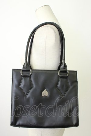 画像: MIHO MATSUDA / ロゴプレートハンドバッグ  黒 T-26-02-01-037-GO-BG-SA-ZT