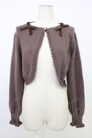 画像: m petit by misako / AM*リボンニットボレロ S ブラウン T-26-02-01-005-LO-TO-SA-ZT