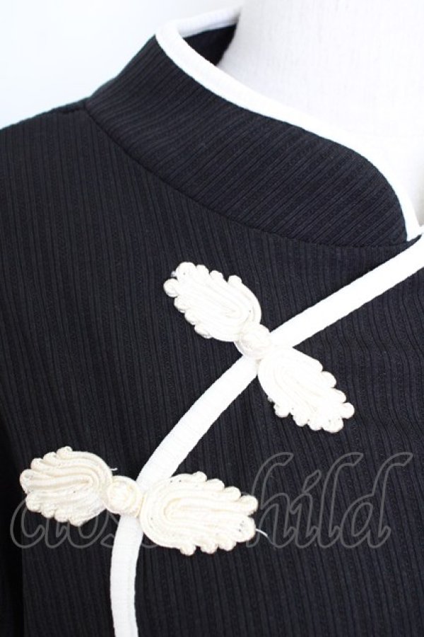 画像4: axes femme / チャイナボタンリブトップス  ブラック T-26-02-01-007-AX-TO-SA-ZT (4)