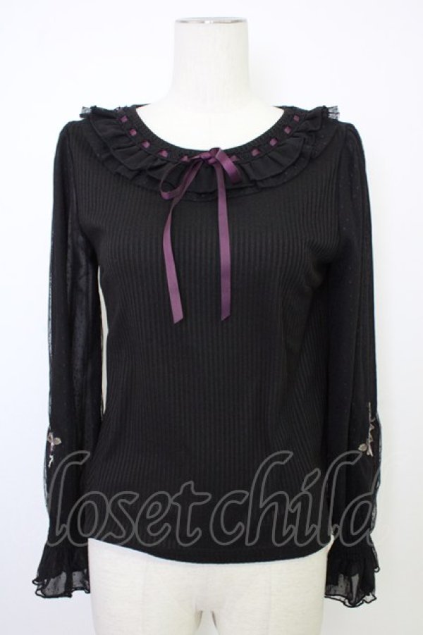 画像1: axes femme POETIQUE / ブーケ刺繍カットプルオーバー M ブラック T-26-02-01-008-AX-TO-SA-ZT (1)