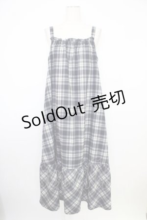 画像: axes femme / チェック柄キャミワンピース  ネイビー T-26-02-01-009-AX-OP-SA-ZT581