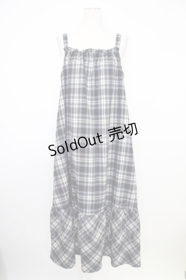 画像1: axes femme / チェック柄キャミワンピース  ネイビー T-26-02-01-009-AX-OP-SA-ZT581 (1)