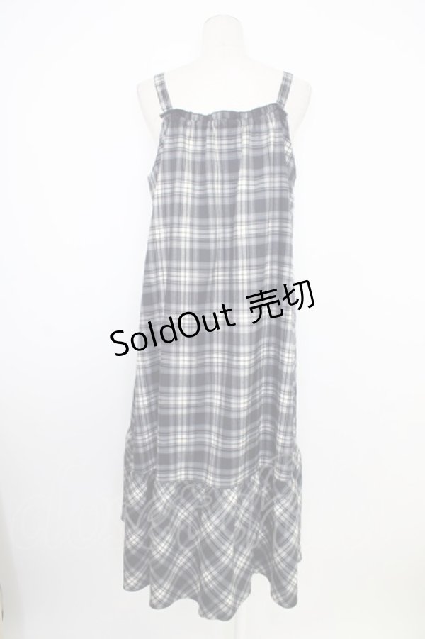 画像2: axes femme / チェック柄キャミワンピース  ネイビー T-26-02-01-009-AX-OP-SA-ZT581 (2)