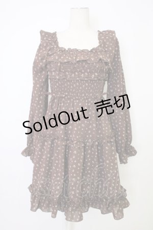 画像: axes femme POETIQUE / ギャザーフリル長袖ワンピース  ブラウン T-26-02-01-010-AX-OP-SA-ZT