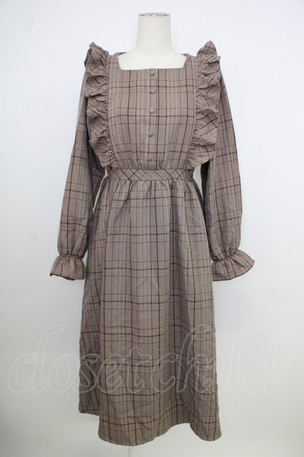 画像1: m petit by misako / チェックワンピース S ブラウン T-26-02-01-012-LO-OP-SA-ZT (1)