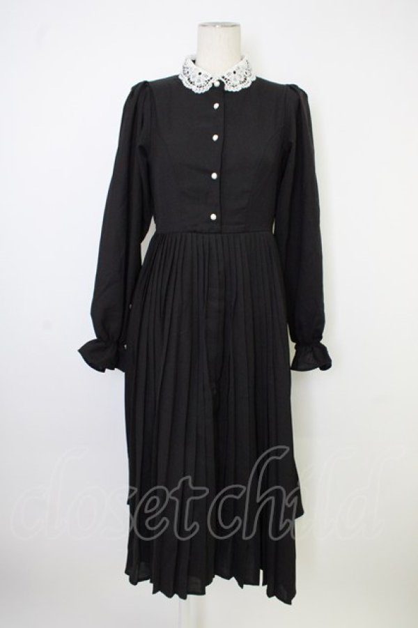 画像1: m petit by misako / AM*レースエリプリーツワンピース S 黒Ｘ白 T-26-02-01-014-LO-OP-SA-ZT (1)