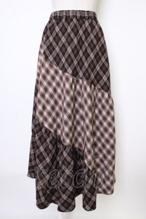 画像: axes femme / チェック切替ロングスカート M ブラウン T-26-02-01-017-AX-SK-SA-ZT