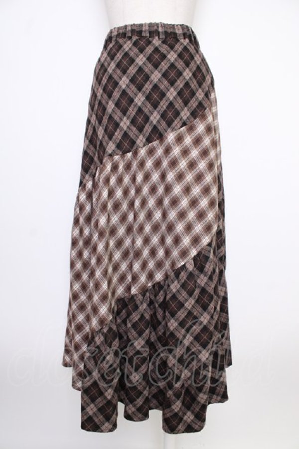 画像2: axes femme / チェック切替ロングスカート M ブラウン T-26-02-01-017-AX-SK-SA-ZT (2)