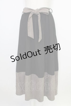 画像: axes femme / ウエストベルト付き裾切替スカート M ブラック×グレー T-26-02-01-021-AX-SK-SA-ZT581