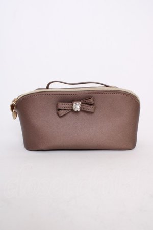 画像: m petit by misako / ビジューリボンポーチ  ブラウン T-26-02-01-023-LO-ZA-SA-ZT