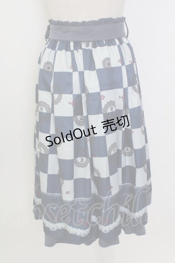 画像2: axes femme / チェス柄スカート  ネイビー T-26-02-02-020-AX-SK-SA-ZT579 (2)