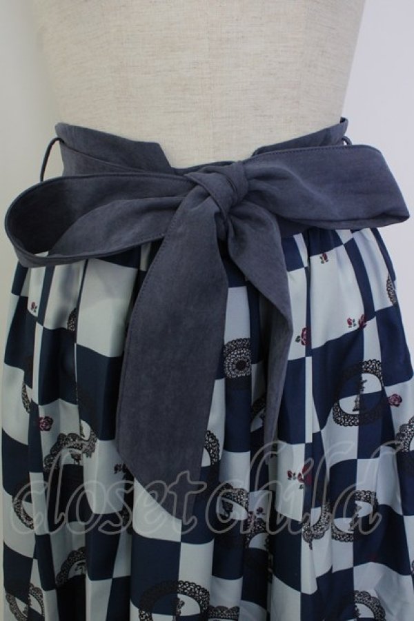 画像4: axes femme / チェス柄スカート  ネイビー T-26-02-02-020-AX-SK-SA-ZT (4)