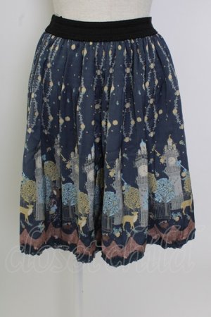 画像: axes femme / アニマル柄プリーツ風スカート  ネイビー T-26-02-02-021-AX-TO-SA-ZT