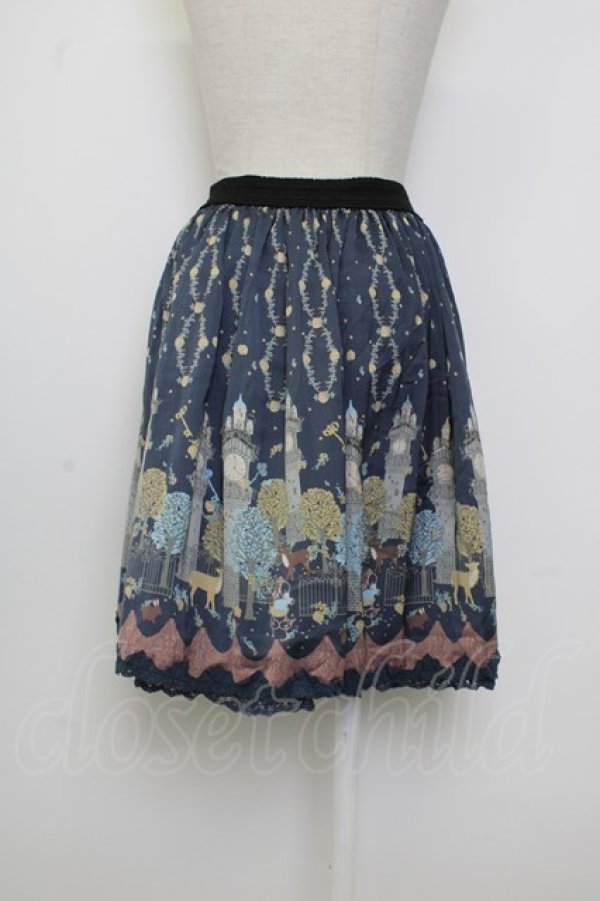 画像2: axes femme / アニマル柄プリーツ風スカート  ネイビー T-26-02-02-021-AX-TO-SA-ZT (2)