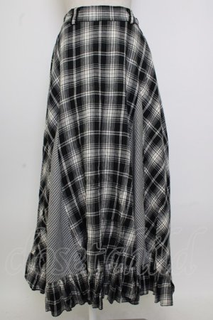 画像: axes femme / チェックロングスカート  黒チェック T-26-02-02-022-AX-SK-SA-ZT