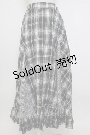 画像: axes femme / チェックロングスカート  黒チェック T-26-02-02-022-AX-SK-SA-ZT579