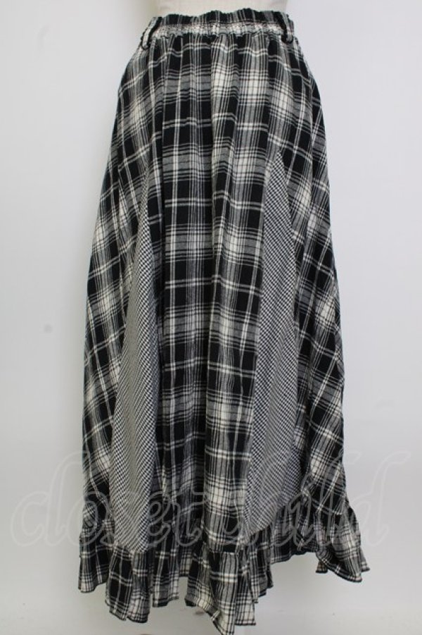 画像2: axes femme / チェックロングスカート  黒チェック T-26-02-02-022-AX-SK-SA-ZT (2)