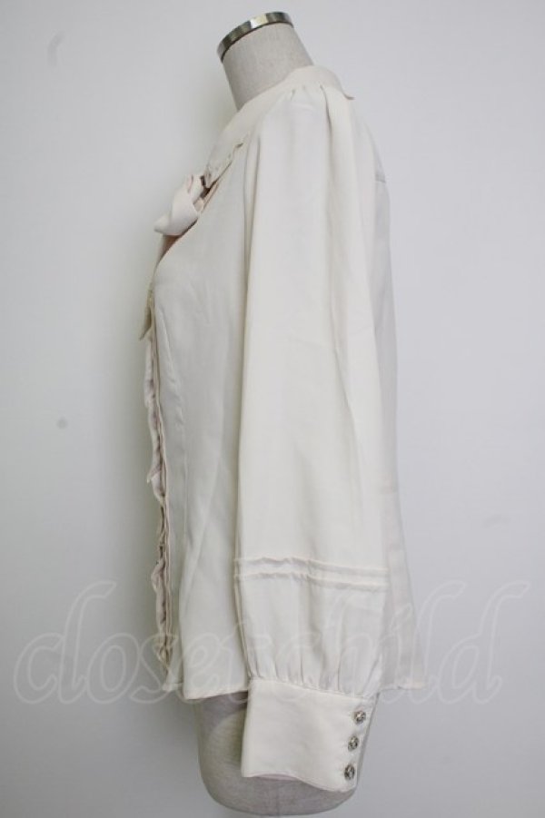 画像4: axes femme / ビジューボタンフリルブラウス M ベージュ T-26-02-02-002-AX-BL-SA-ZT (4)