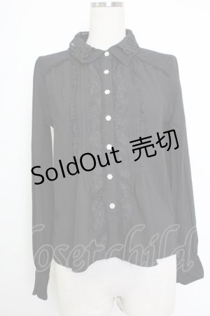 画像: axes femme / レース襟シフォンブラウス  黒 T-26-02-02-005-AX-BL-SA-ZT