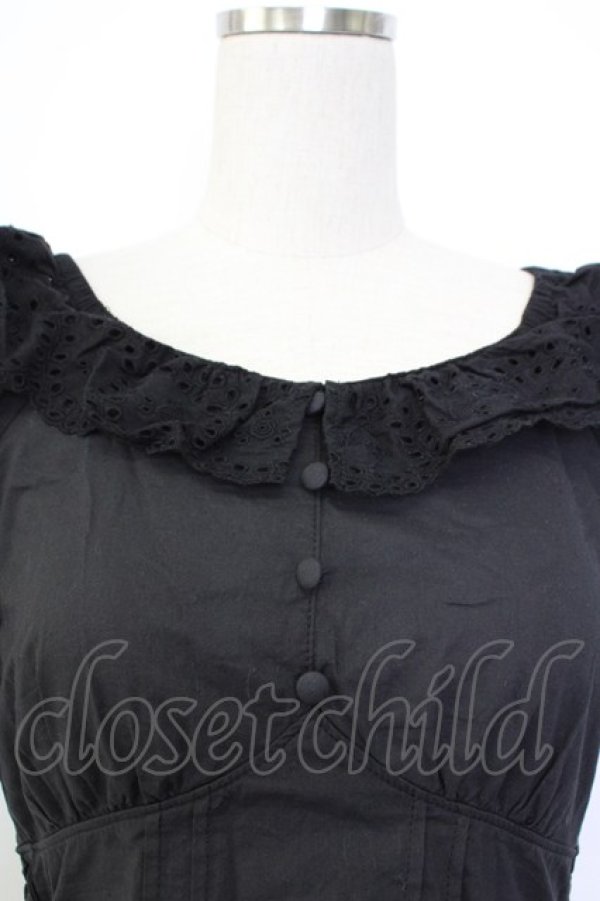 画像5: axes femme POETIQUE / コットンレース襟半袖トップス  黒 T-26-02-02-006-AX-TO-SA-ZT (5)