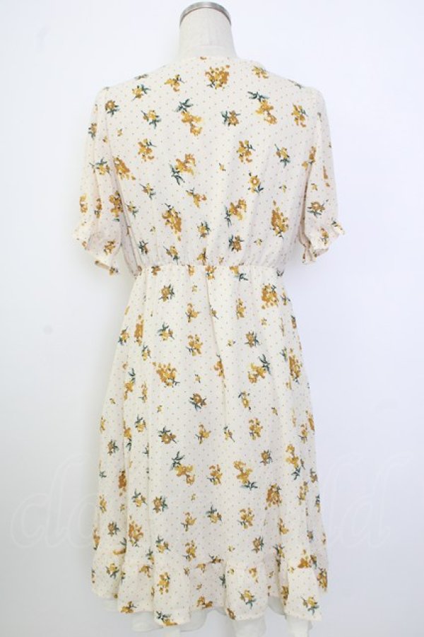 画像2: axes femme / ドットｘ花柄ワンピース M キナリ T-26-02-02-008-AX-OP-SA-ZT (2)