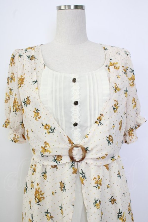 画像4: axes femme / ドットｘ花柄ワンピース M キナリ T-26-02-02-008-AX-OP-SA-ZT (4)