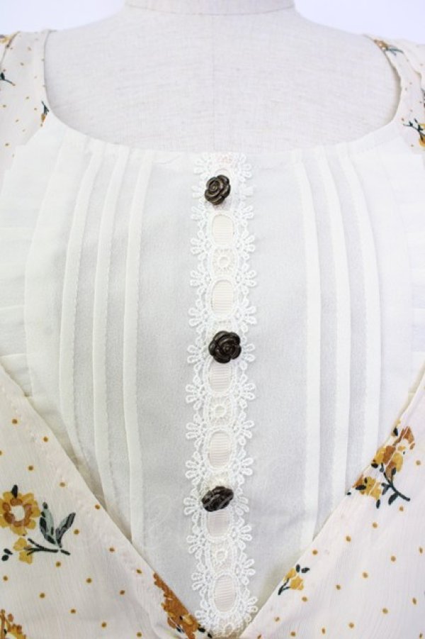 画像5: axes femme / ドットｘ花柄ワンピース M キナリ T-26-02-02-008-AX-OP-SA-ZT (5)