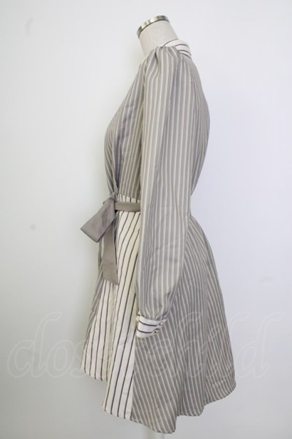 画像3: axes femme / ストライプ切替シャツチュニ  ブラウン T-26-02-02-011-AX-OP-SA-ZT (3)