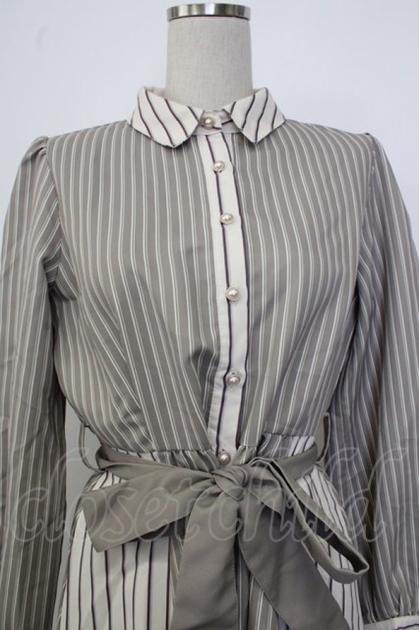 画像5: axes femme / ストライプ切替シャツチュニ  ブラウン T-26-02-02-011-AX-OP-SA-ZT (5)