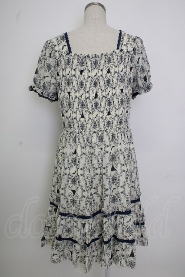 画像2: axes femme / シルエット柄レースアップワンピース M キナリ T-26-02-02-012-AX-OP-SA-ZT (2)