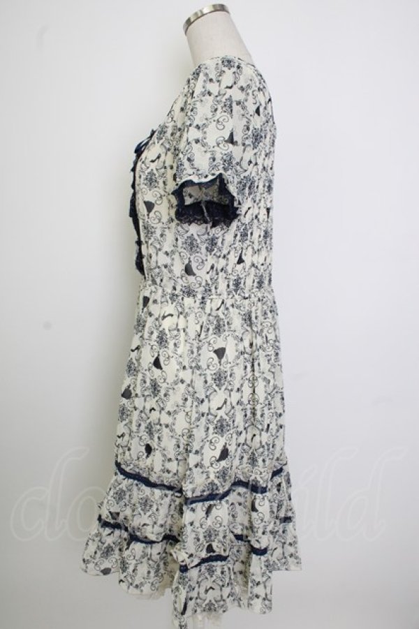 画像3: axes femme / シルエット柄レースアップワンピース M キナリ T-26-02-02-012-AX-OP-SA-ZT (3)