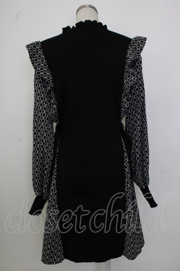 画像2: axes femme / 異素材切替フリルワンピース F 黒 T-26-02-02-013-AX-OP-SA-ZT (2)