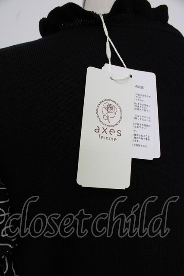 画像4: axes femme / 異素材切替フリルワンピース F 黒 T-26-02-02-013-AX-OP-SA-ZT (4)