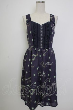 画像: axes femme / バラ×ロゴ柄プリントドレス  ネイビー T-26-02-02-014-AX-OP-SA-ZT