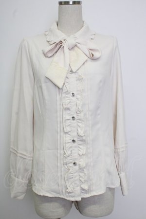 画像: axes femme / ビジューボタンフリルブラウス M ベージュ T-26-02-02-002-AX-BL-SA-ZT