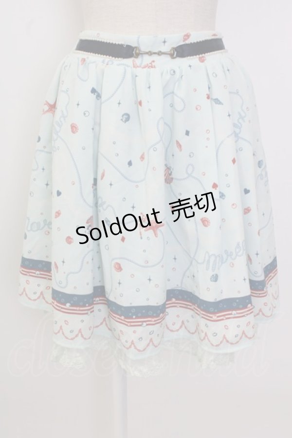 画像1: axes femme / シェル柄フレアスカート M サックス T-26-02-02-018-AX-SK-SA-ZT579 (1)