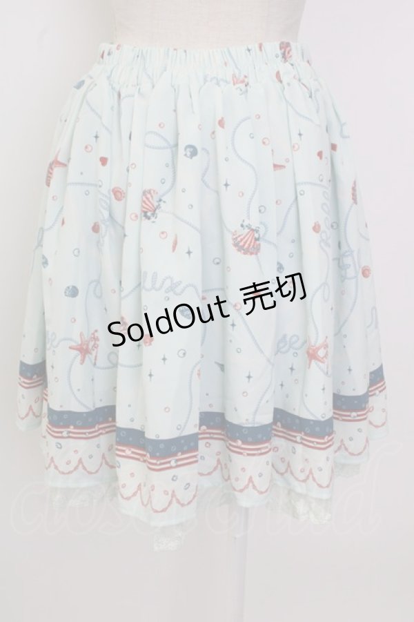 画像2: axes femme / シェル柄フレアスカート M サックス T-26-02-02-018-AX-SK-SA-ZT579 (2)