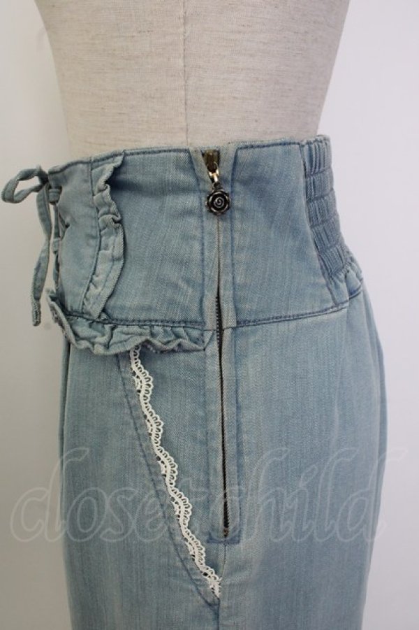 画像4: axes femme / ウエスト編み上げデニムパンツ  サックスＸ白 T-26-02-02-019-AX-PA-SA-ZT (4)