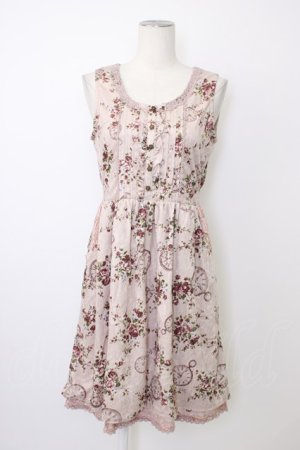 画像: axes femme / ベロアプリントワンピース M ピンク T-26-02-03-022-AX-OP-SA-ZT