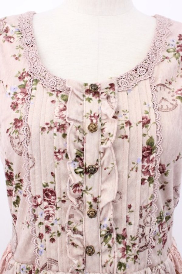 画像3: axes femme / ベロアプリントワンピース M ピンク T-26-02-03-022-AX-OP-SA-ZT (3)