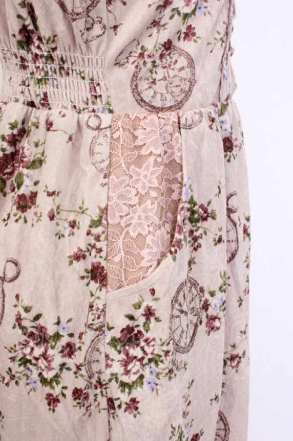 画像5: axes femme / ベロアプリントワンピース M ピンク T-26-02-03-022-AX-OP-SA-ZT (5)