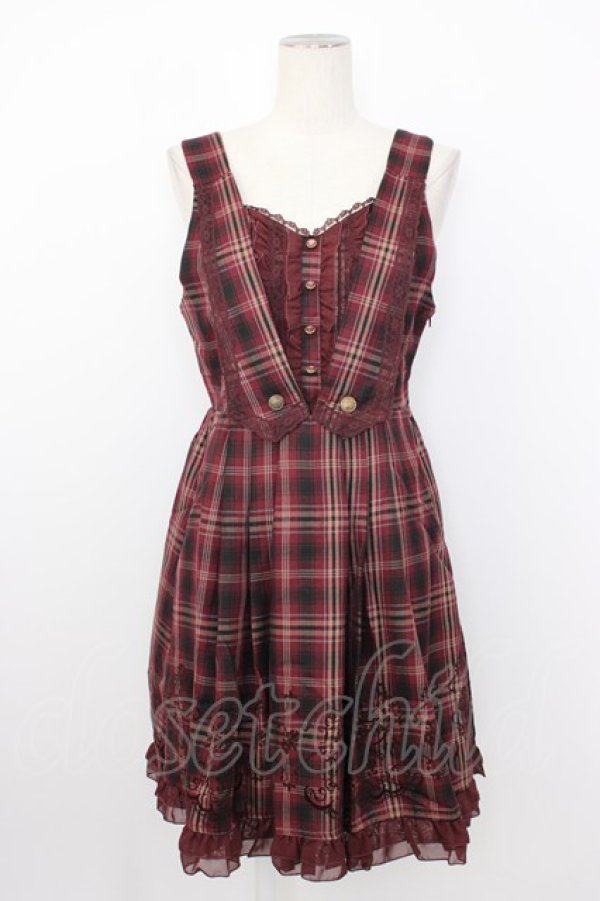 画像1: axes femme / フロッキーptチェックジャンパースカート M ボルドー T-26-02-03-023-AX-OP-SA-ZT (1)