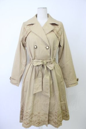 画像: axes femme / 刺繍入りトレンチコート M ベージュ T-26-02-03-024-AX-CO-SA-ZT